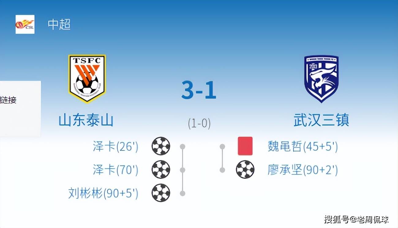 中超-泽卡梅开二度双方7中门框泰山3-1三镇结束两连败